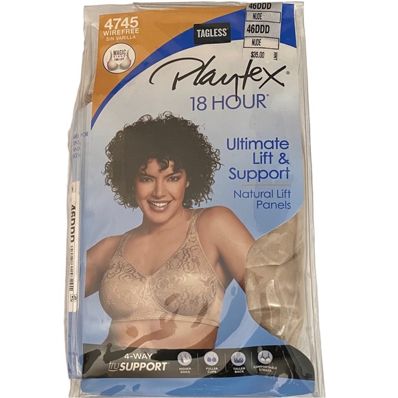 Playtex 18 Hour Ultimate Lifts & Support Bra Natural Lift Panels Size 46DDD - Picture 1 of 6